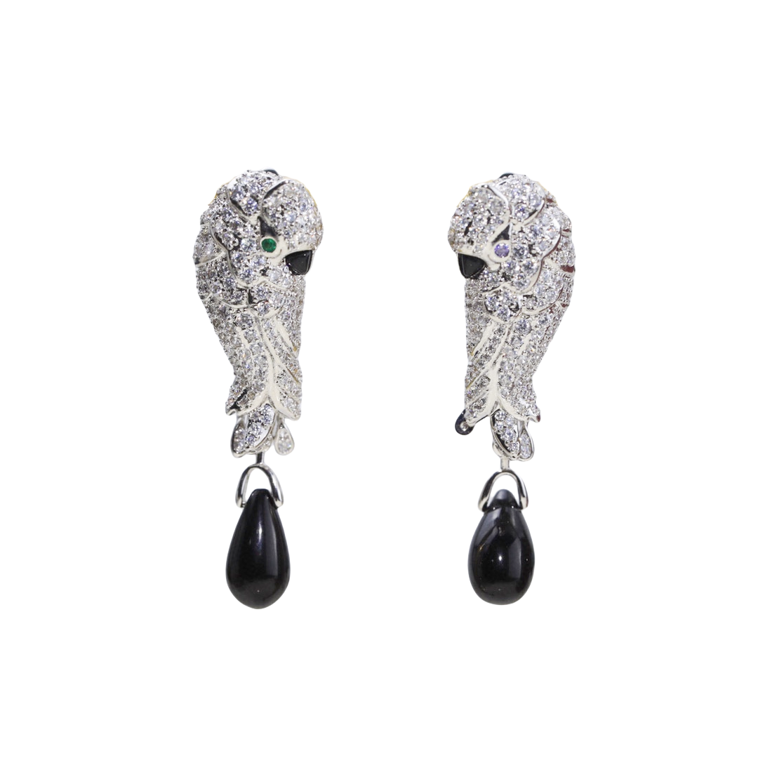 CTEV012 18k White Gold LES OISEAUX LIBÉRÉS EARRINGS Clip - ccfashionjewelry