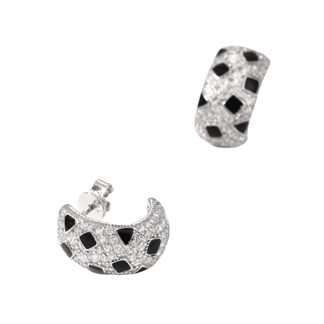 CTES003 S925 Sterling silver full diamond panther  De cartier earrings - ccjewelryacc