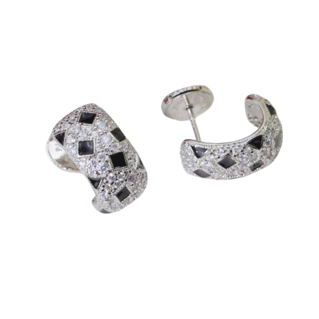 CTE030 Full diamond C-Shape panther earrings - ccjewelryacc