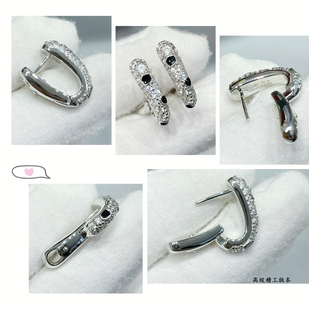 CTEV001 18k White Gold full diamond PANTHÈRE DE CARTIER EARRINGS - ccjewelryacc