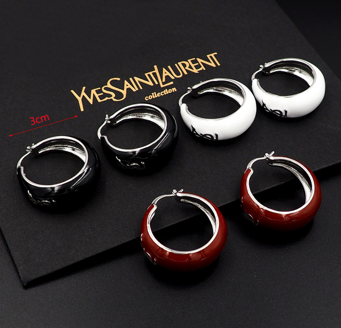 YYE079 ysl enamel hoop earrings - ccjewelryacc