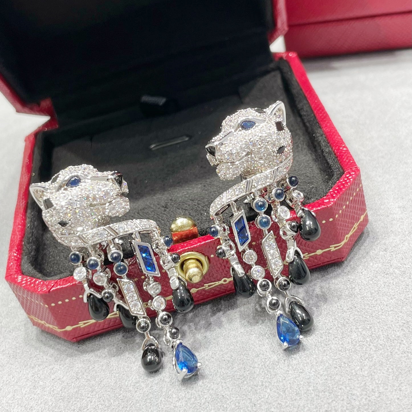 CTEV015 18k White Gold PANTHÈRE DE CARTIER Tassels EARRINGS Clip - ccjewelryacc