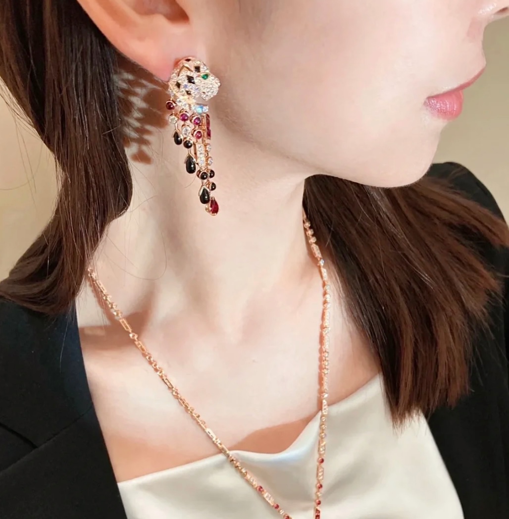 CTEV015 18k White Gold PANTHÈRE DE CARTIER Tassels EARRINGS Clip - ccjewelryacc