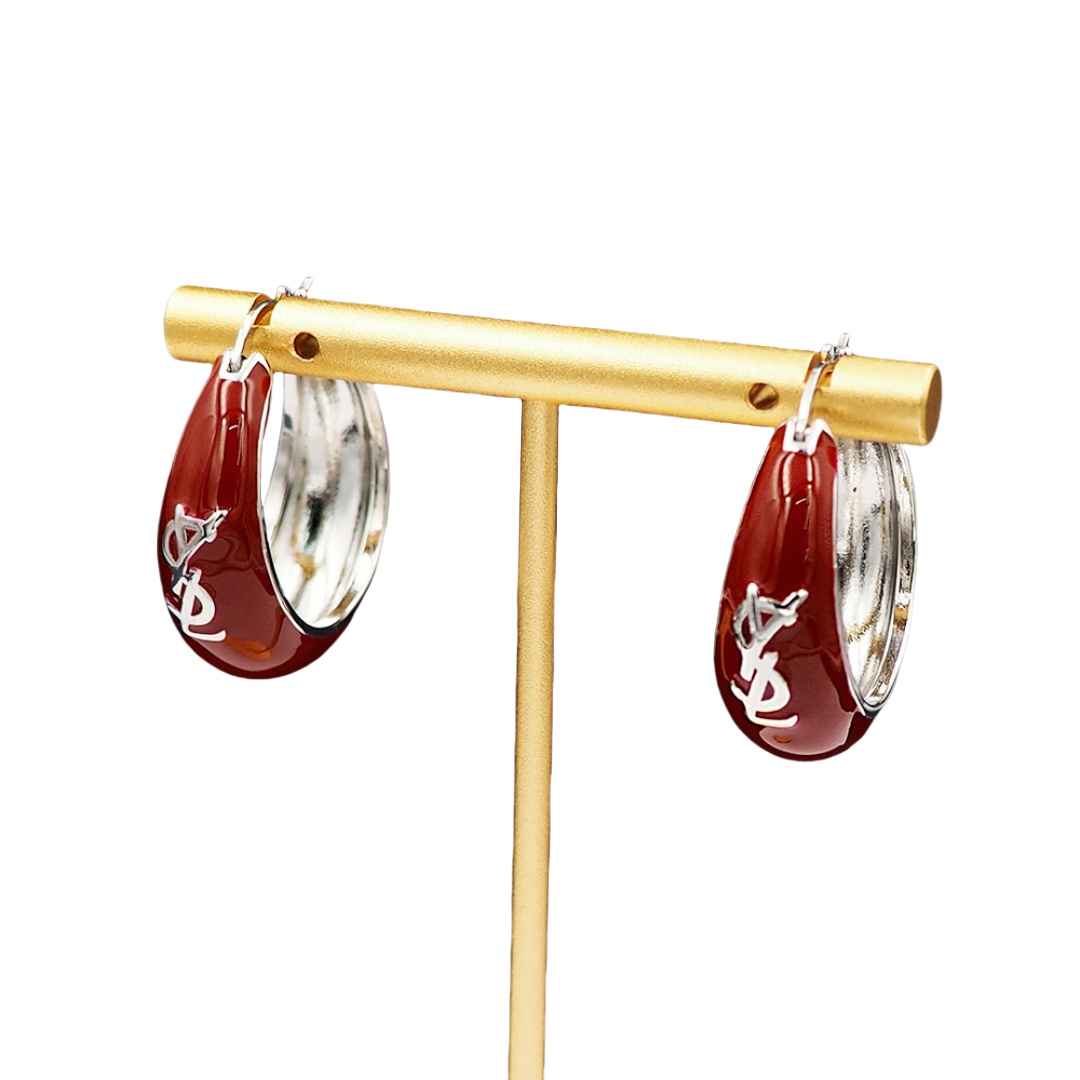 YYE079 ysl enamel hoop earrings - ccjewelryacc