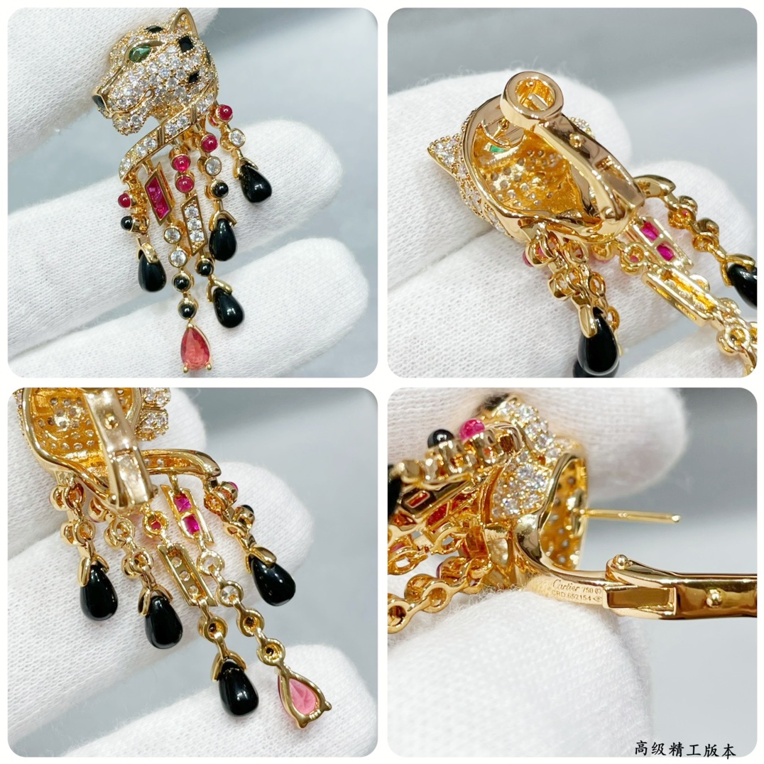 CTEV015 18k White Gold PANTHÈRE DE CARTIER Tassels EARRINGS Clip - ccjewelryacc