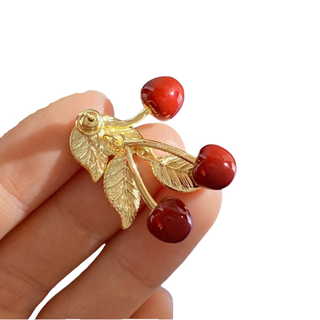 YYE089 ysl cherry leaf earrings - ccjewelryacc