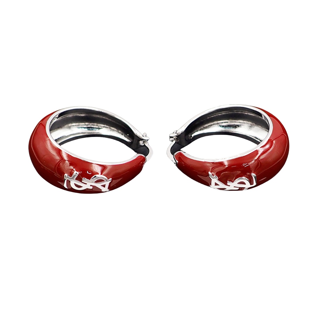 YYE079 ysl enamel hoop earrings - ccjewelryacc