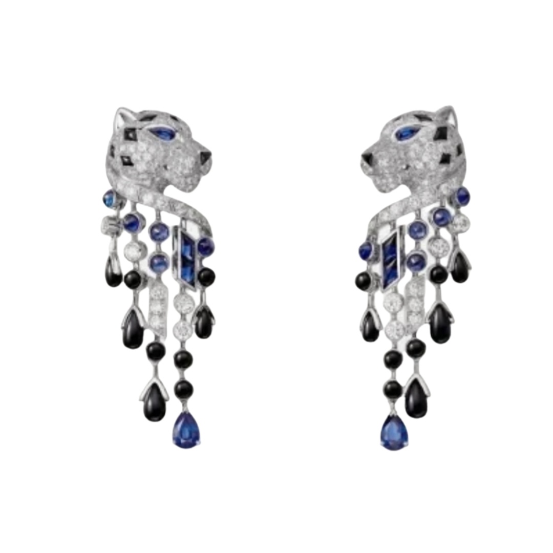 CTEV015 18k White Gold PANTHÈRE DE CARTIER Tassels EARRINGS Clip - ccjewelryacc