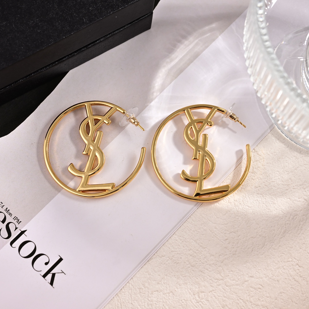 YYE055 YVES Monogram Hoop Earrings - ccjewelryacc