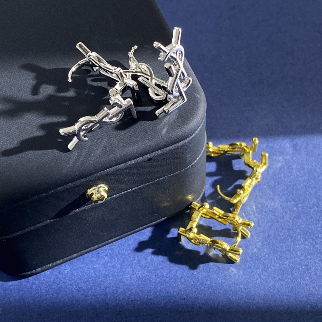 YYE094 ysl monogram earrings clip - ccjewelryacc