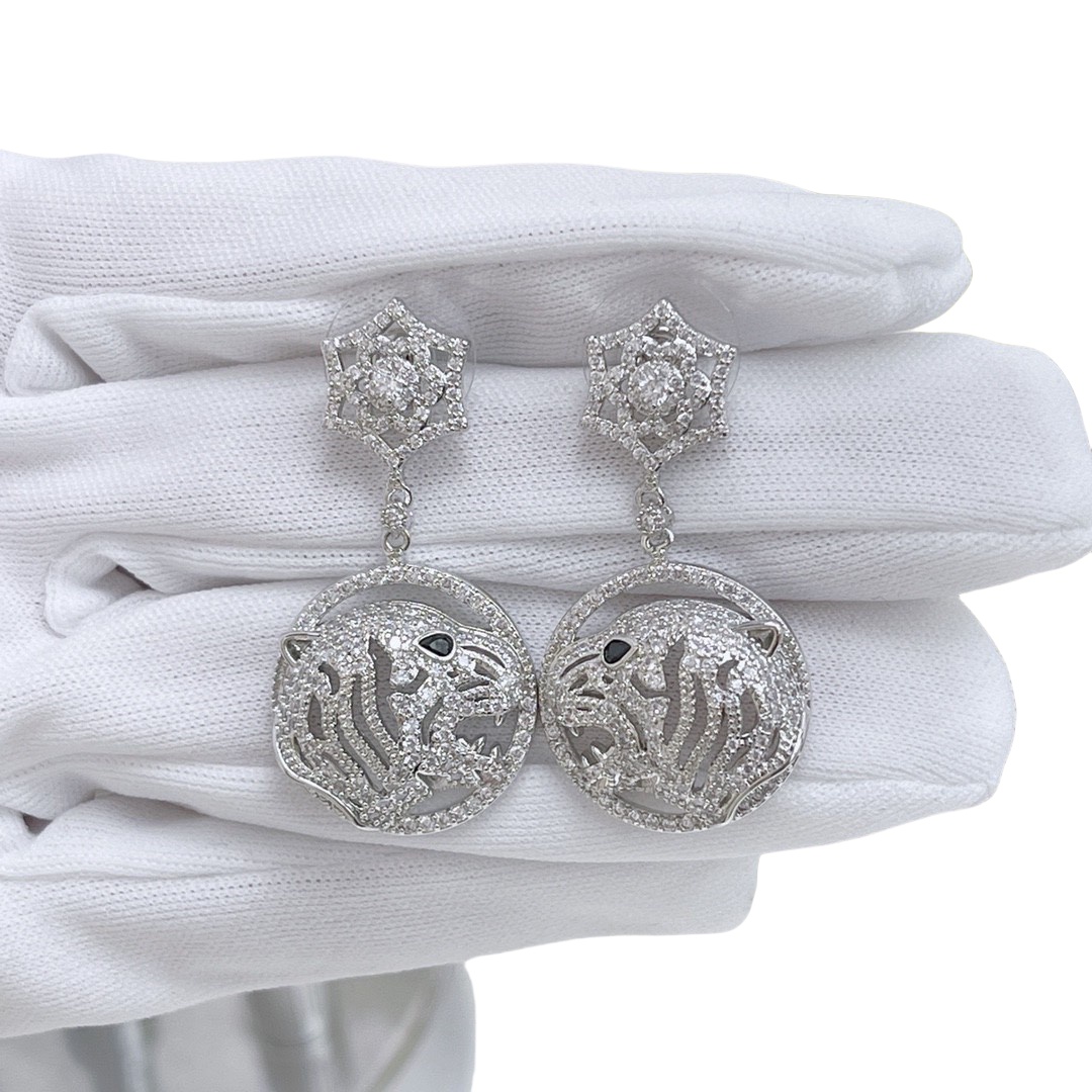 CTEV008 18K White Gold PANTHÈRE DE CARTIER EARRINGS - ccjewelryacc