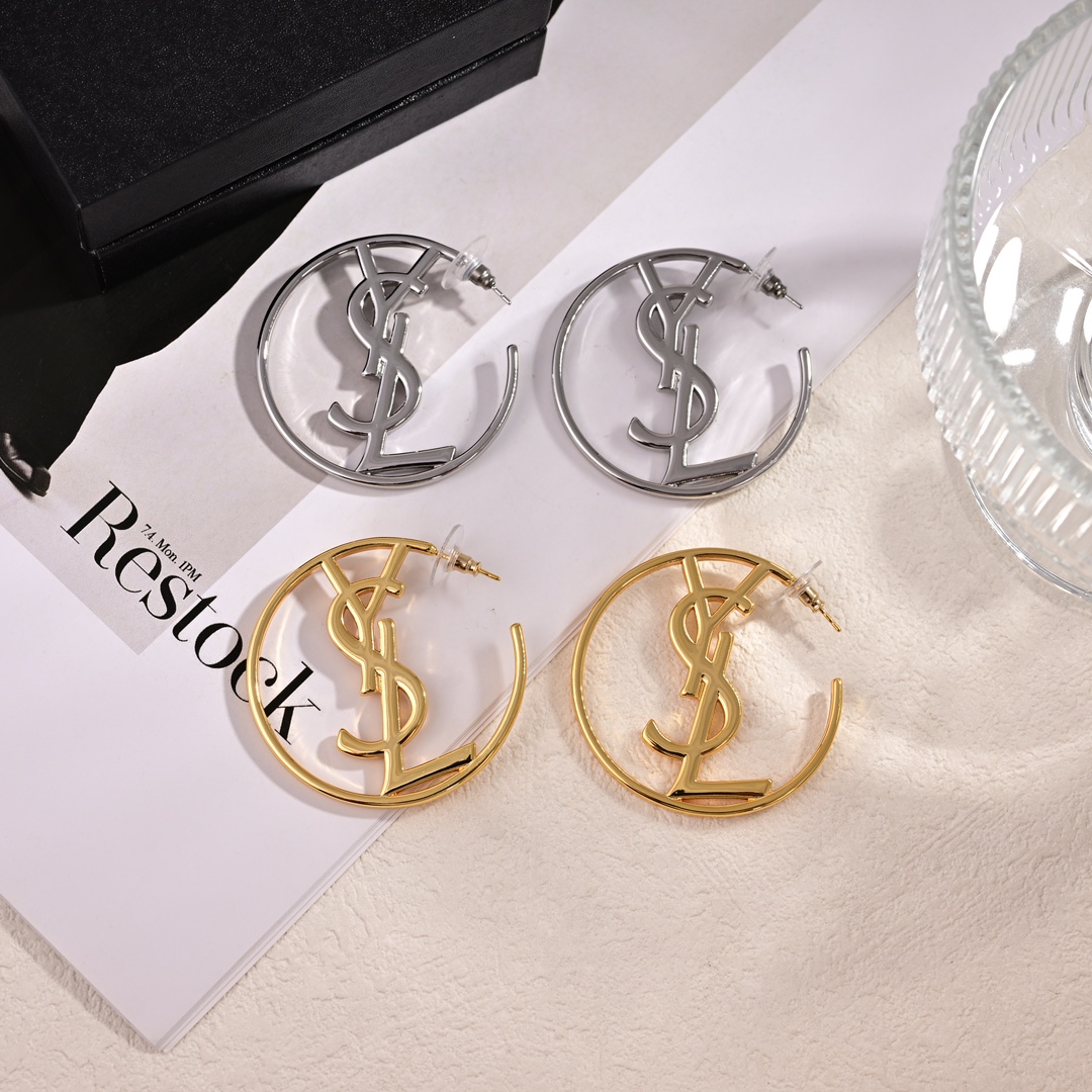 YYE055 YVES Monogram Hoop Earrings - ccjewelryacc