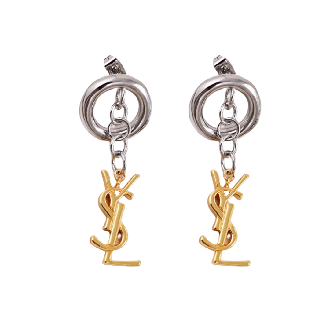 YYE096 ysl monogram dangle earrings - ccjewelryacc