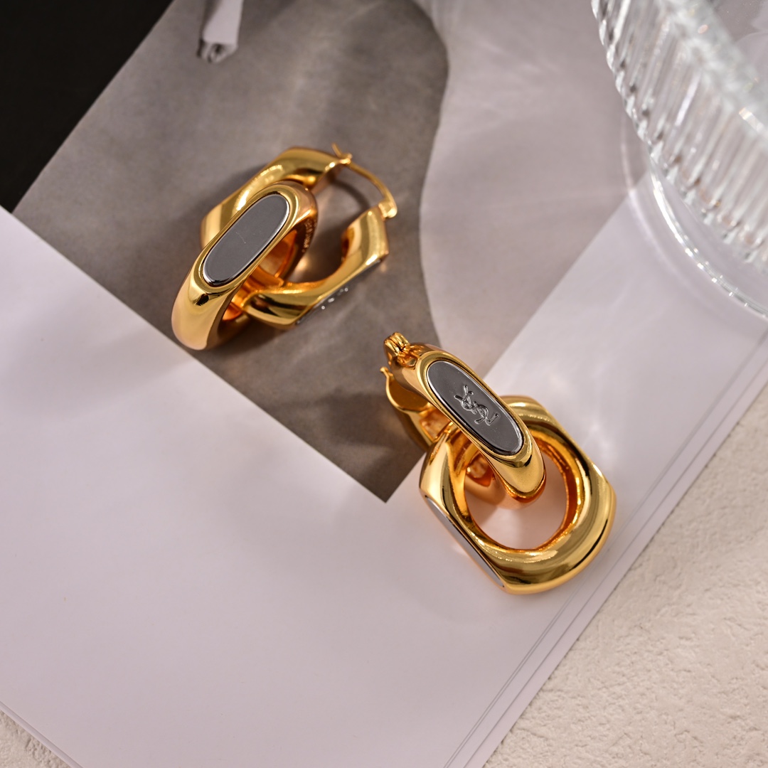 YYE053 LE CASSANDRE Link chain metal earring - ccjewelryacc