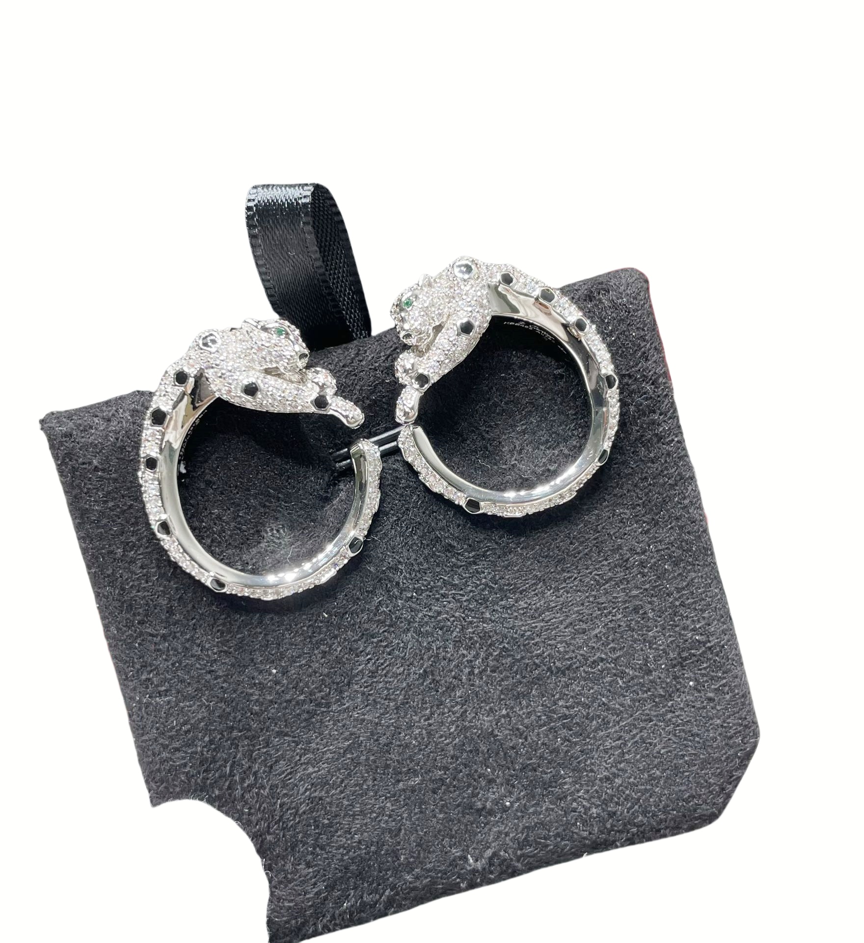 CTEV014 18k White Gold PANTHÈRE DE CARTIER EARRINGS Clip - ccjewelryacc