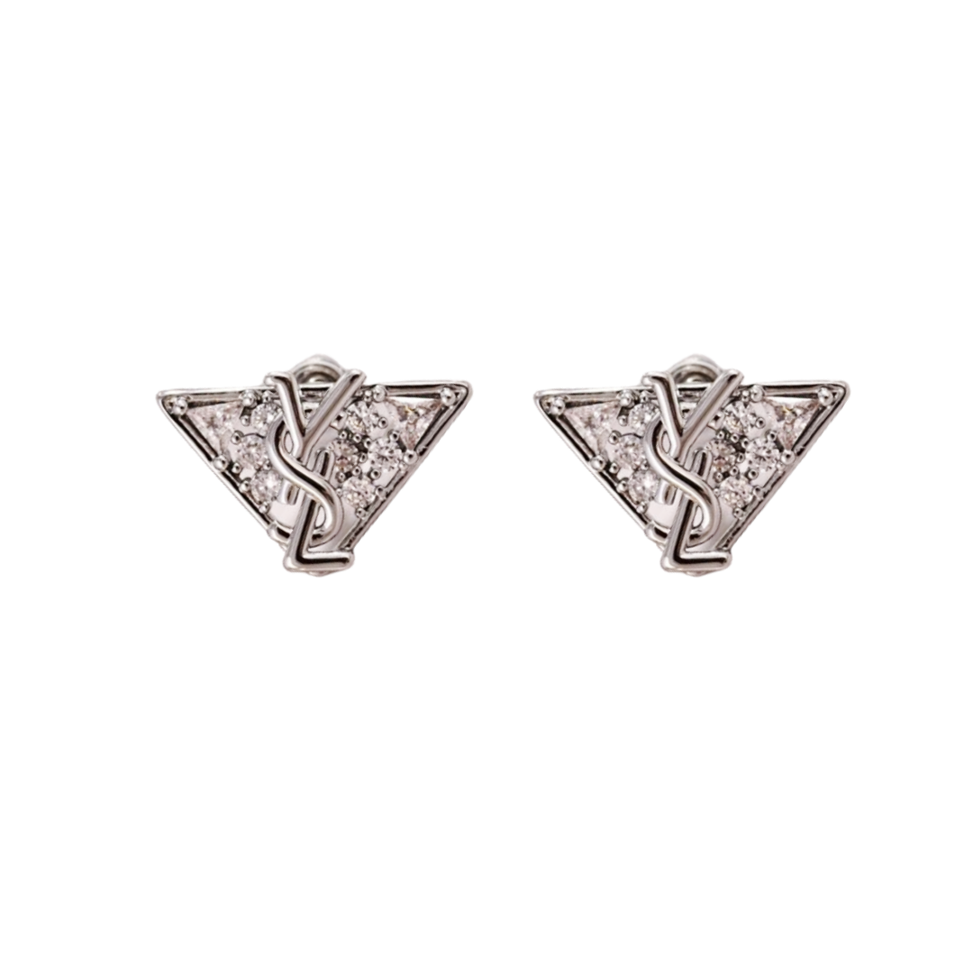 YYE093 ysl triangle crystal earrings - ccjewelryacc
