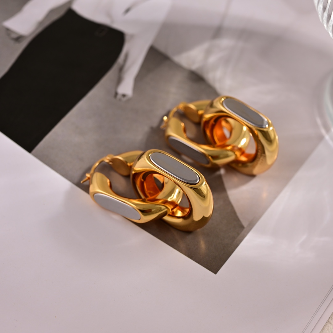 YYE053 LE CASSANDRE Link chain metal earring - ccjewelryacc
