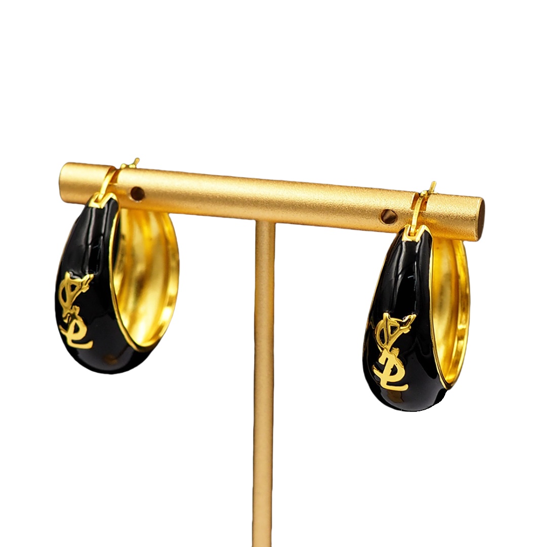 YYE079 ysl enamel hoop earrings - ccjewelryacc
