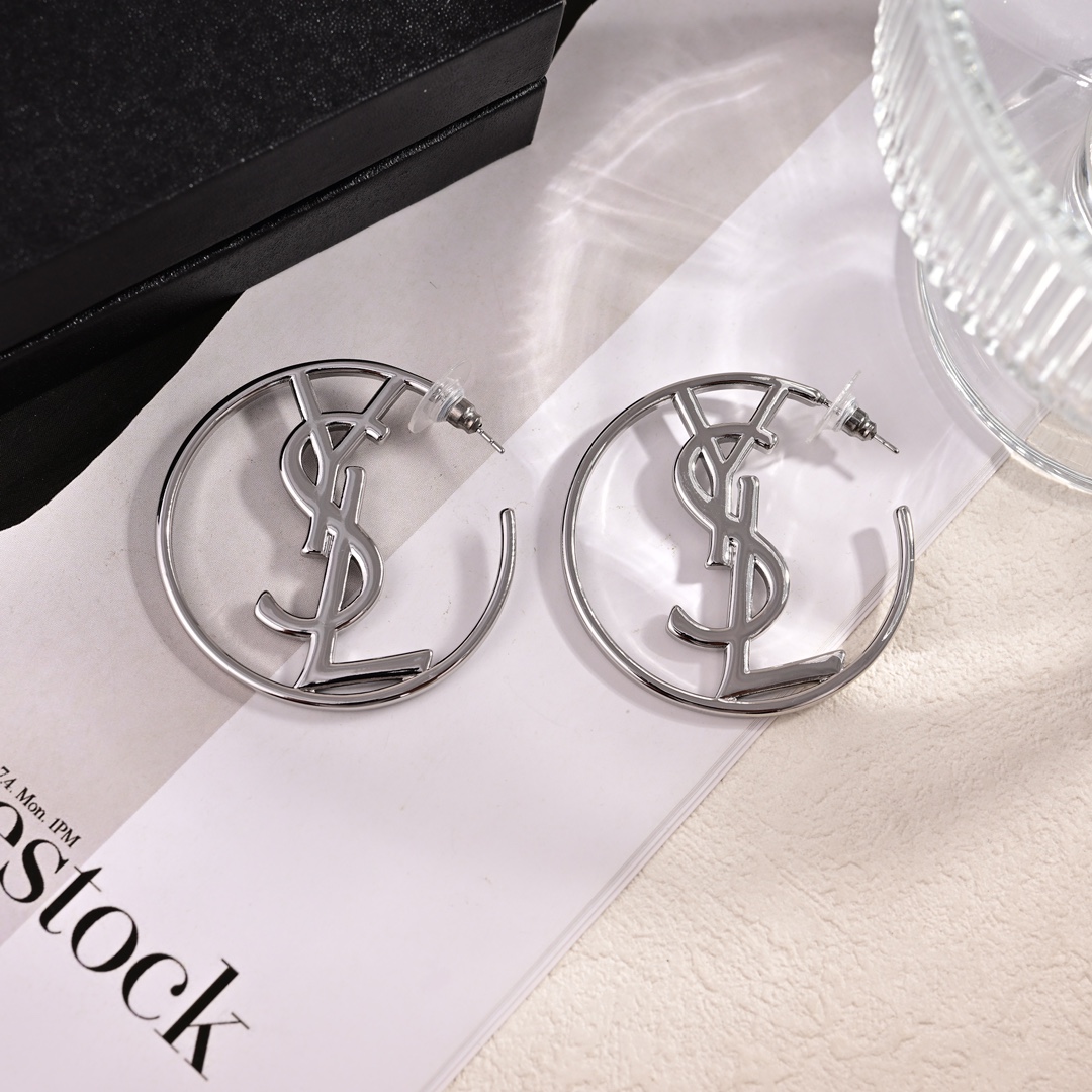 YYE055 YVES Monogram Hoop Earrings - ccjewelryacc