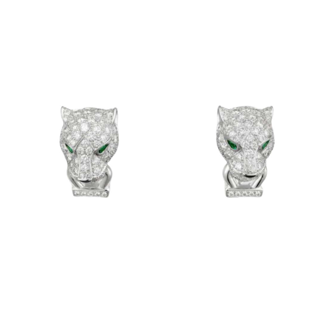 CTES001 18k White Gold full diamond leopard earring clip - ccjewelryacc