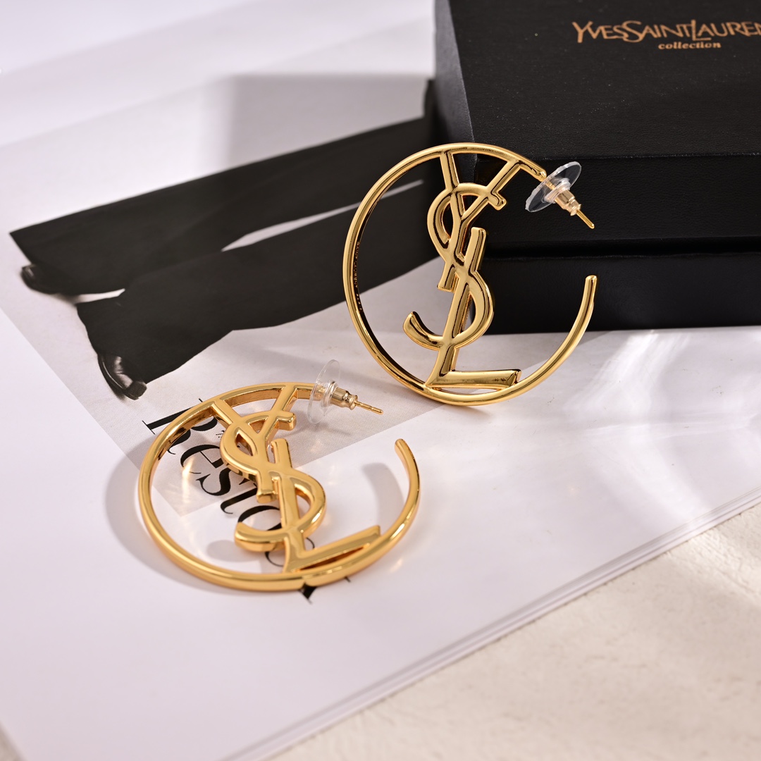 YYE055 YVES Monogram Hoop Earrings - ccjewelryacc