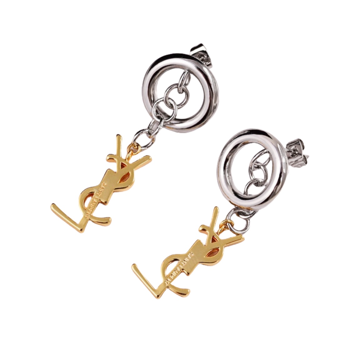 YYE096 ysl monogram dangle earrings - ccjewelryacc