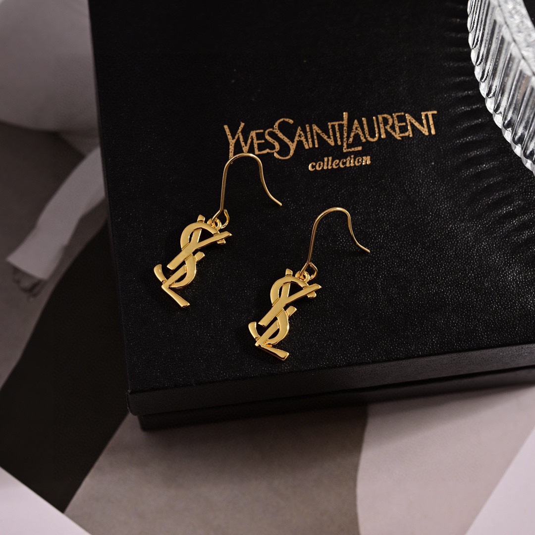 YYE090 ysl monogram dangle earrings - ccjewelryacc