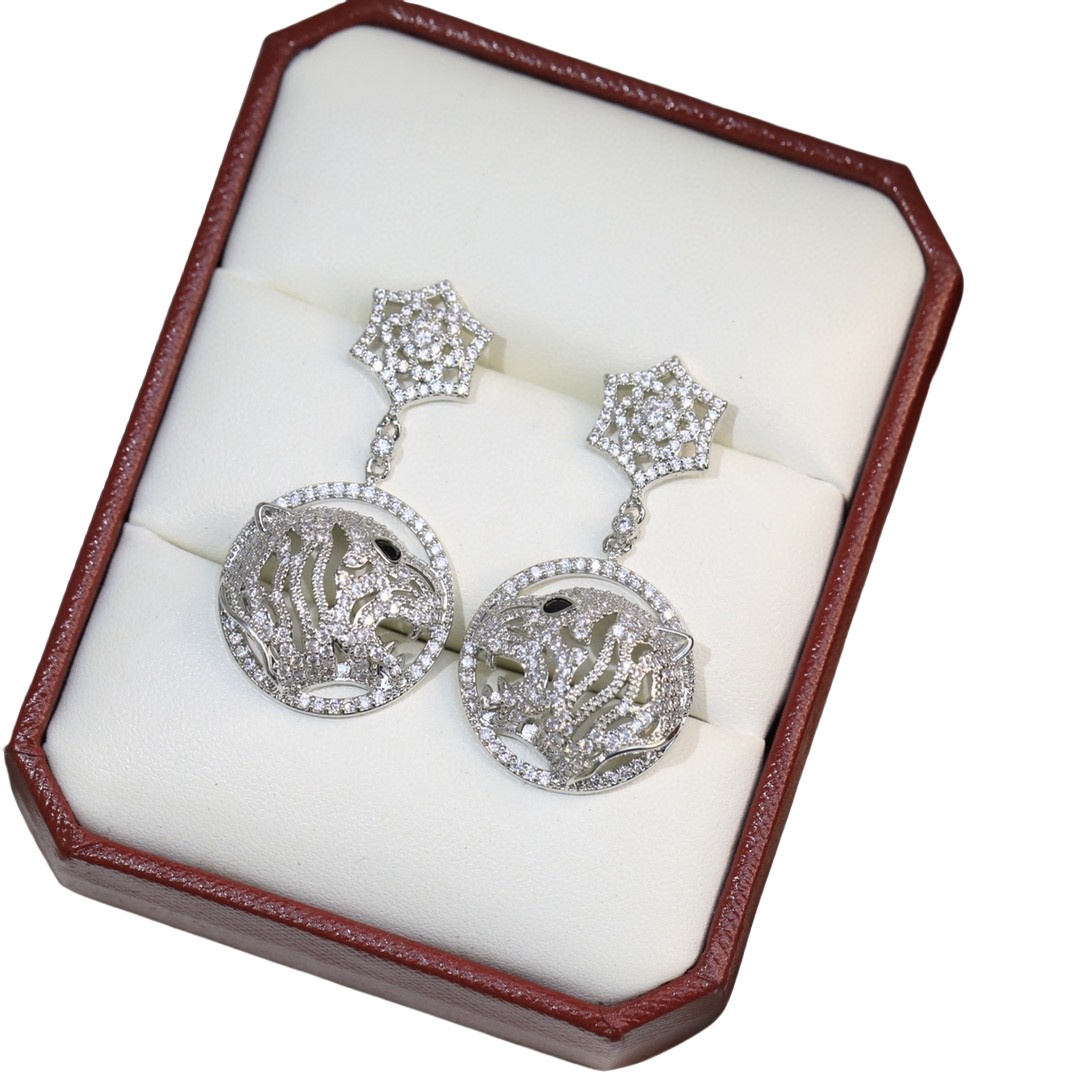 CTEV008 18K White Gold PANTHÈRE DE CARTIER EARRINGS - ccfashionjewelry