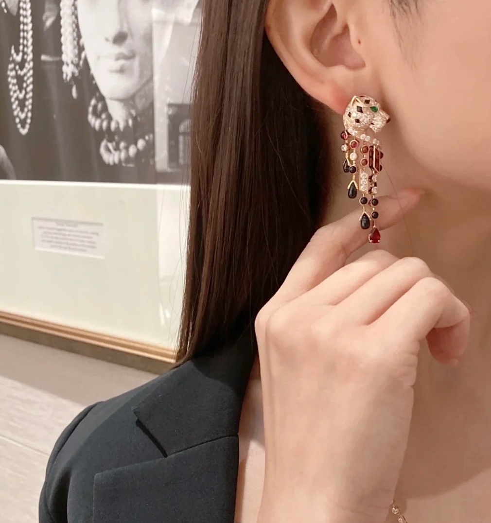 CTEV015 18k White Gold PANTHÈRE DE CARTIER Tassels EARRINGS Clip - ccjewelryacc