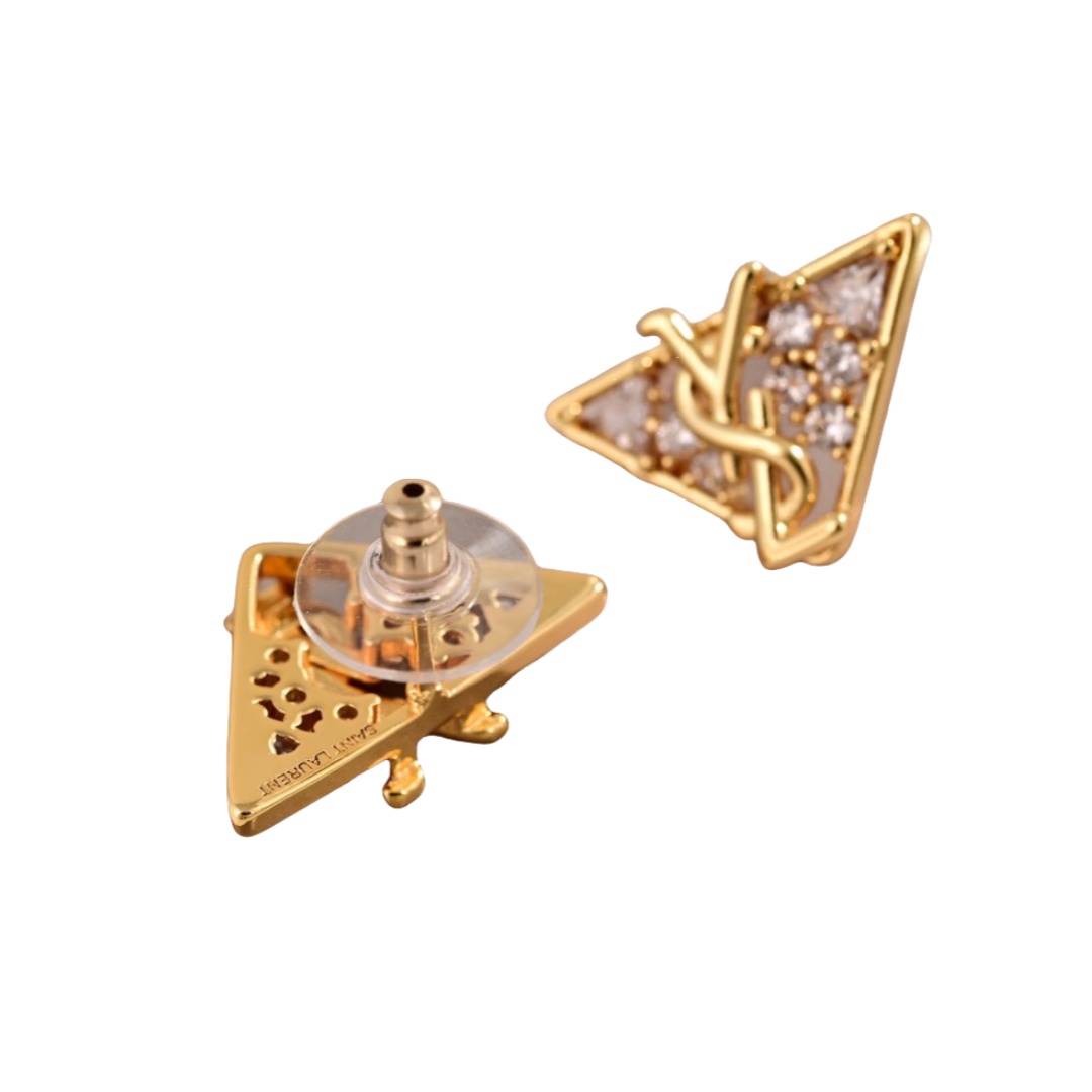 YYE093 ysl triangle crystal earrings - ccjewelryacc