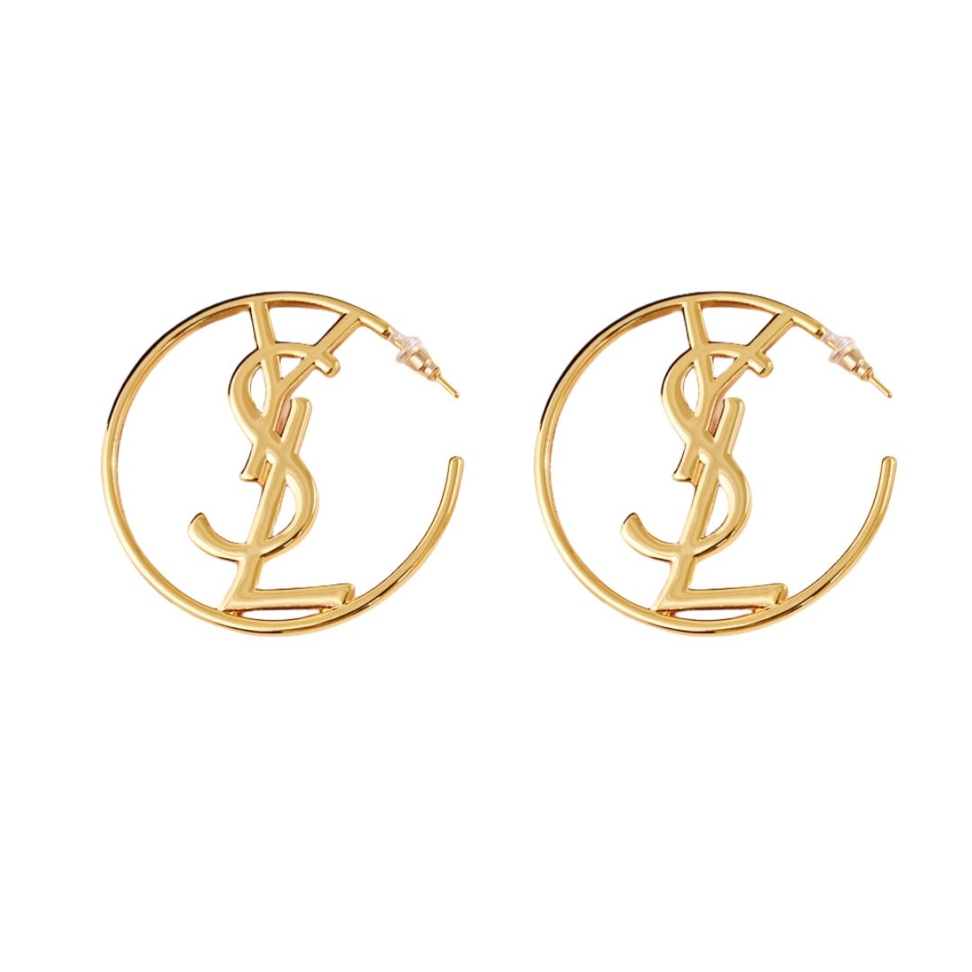 YYE055 YVES Monogram Hoop Earrings - ccjewelryacc