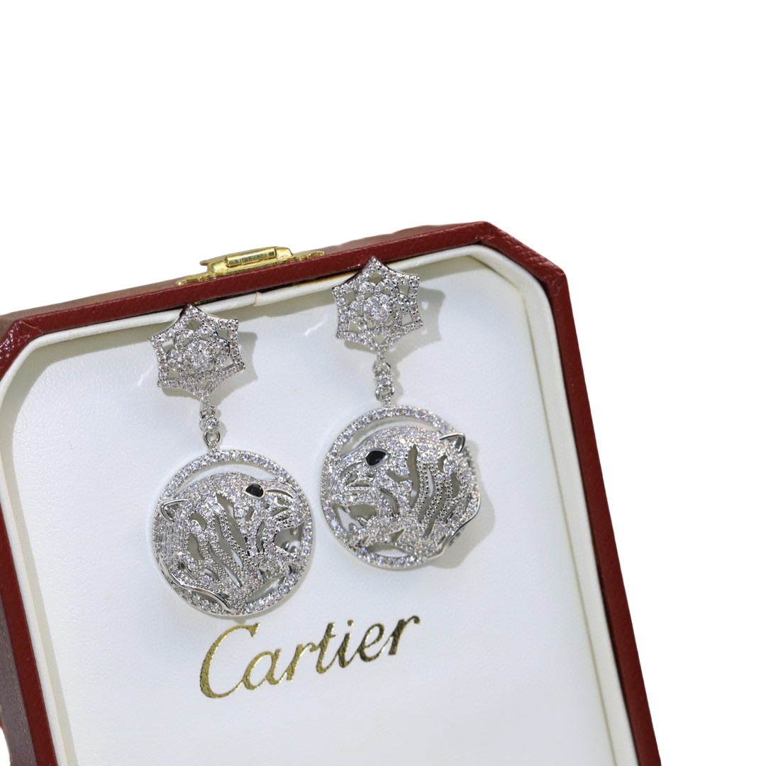 CTEV008 18K White Gold PANTHÈRE DE CARTIER EARRINGS - ccjewelryacc