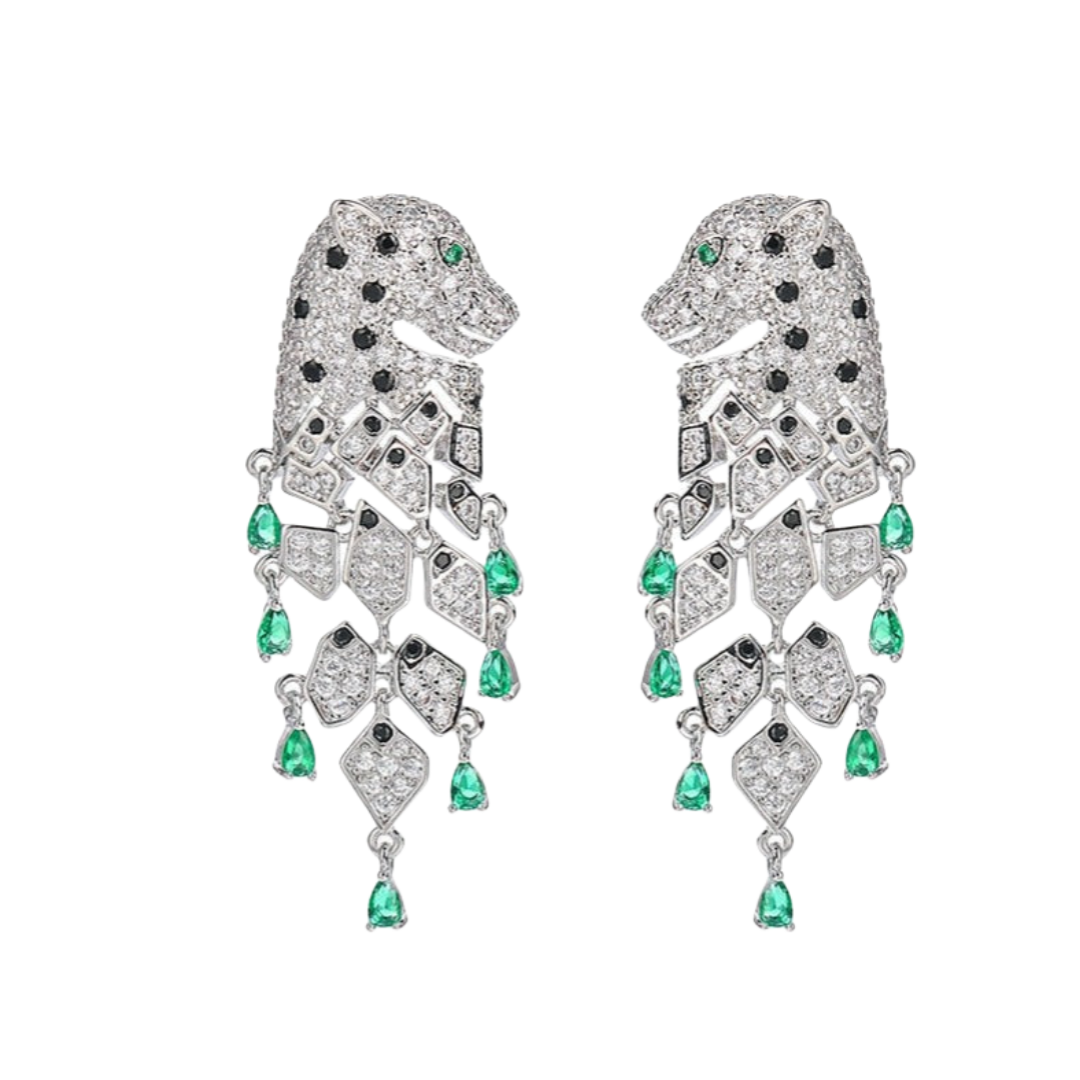 CTEV006 18k Gold full diamond panthère de cartier earrings - ccfashionjewelry