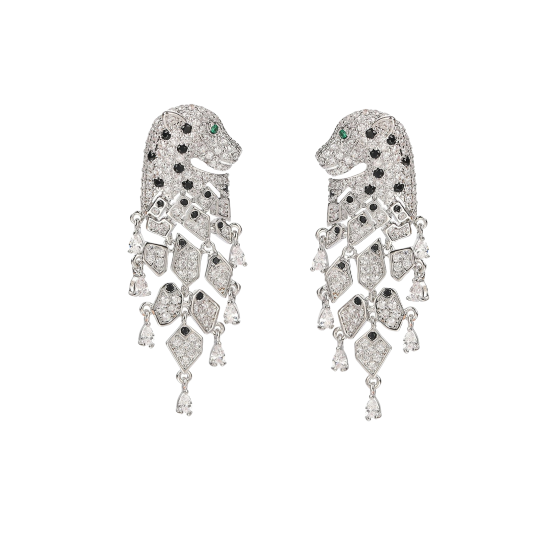 CTEV006 18k Gold full diamond panthère de cartier earrings - ccfashionjewelry