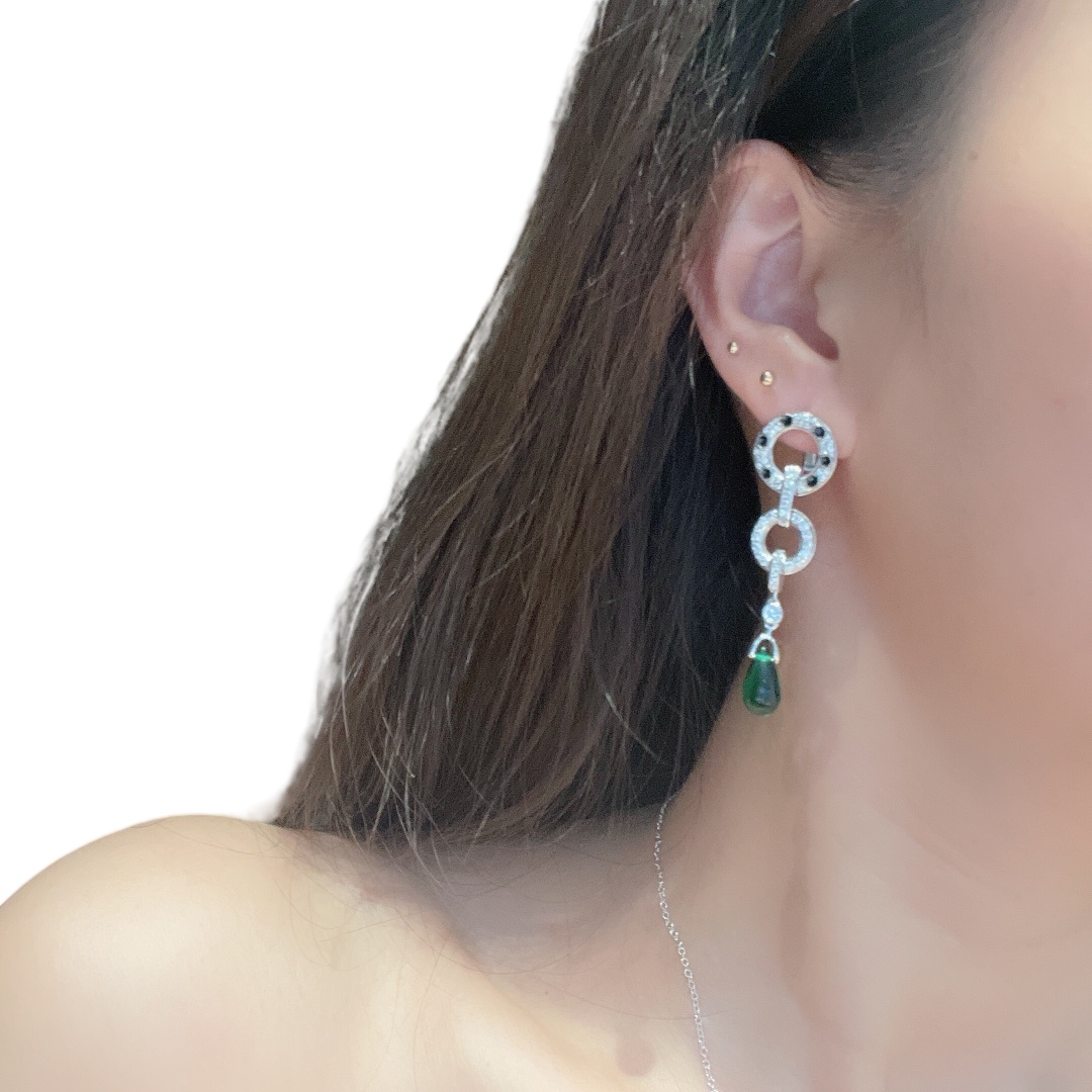 CTEV013 18k White Gold PANTHÈRE DE CARTIER EARRINGS Clip - ccjewelryacc