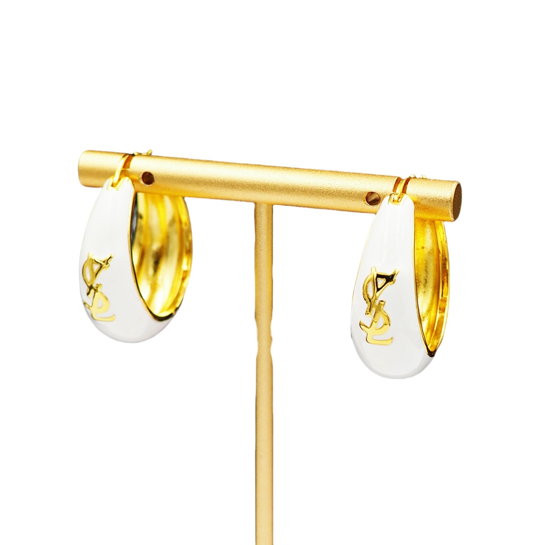 YYE079 ysl enamel hoop earrings - ccjewelryacc
