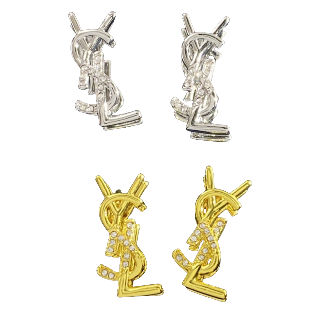 YYE094 ysl monogram earrings clip - ccjewelryacc