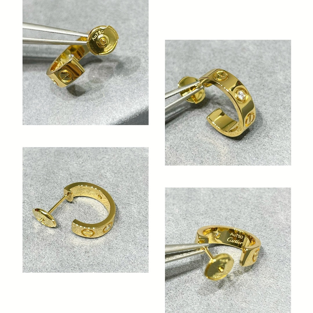 CTEV025 18K LOVE hoop earrings, classic model, diamonds 5.5mm - ccjewelryacc