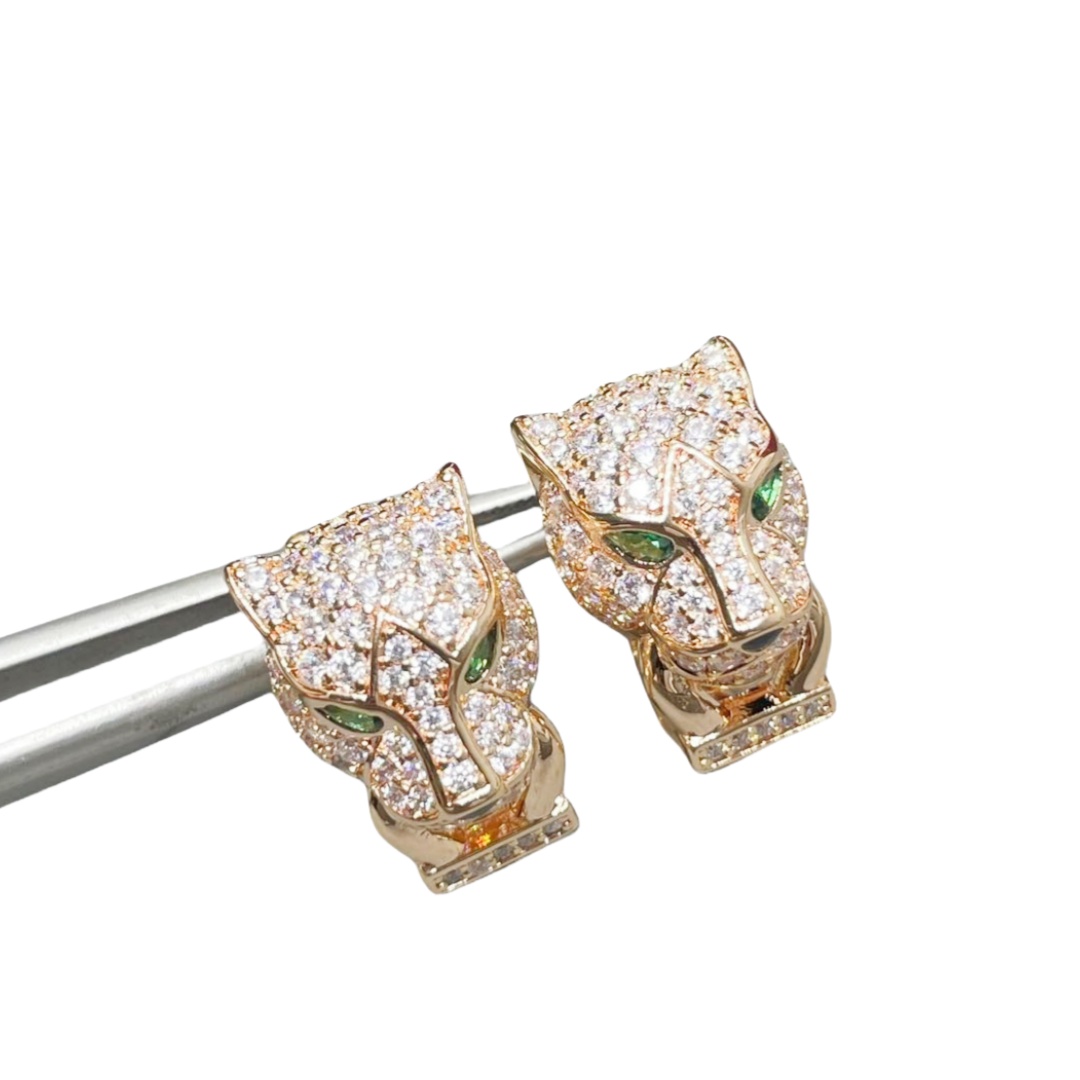 CTES001 18k White Gold full diamond leopard earring clip - ccjewelryacc