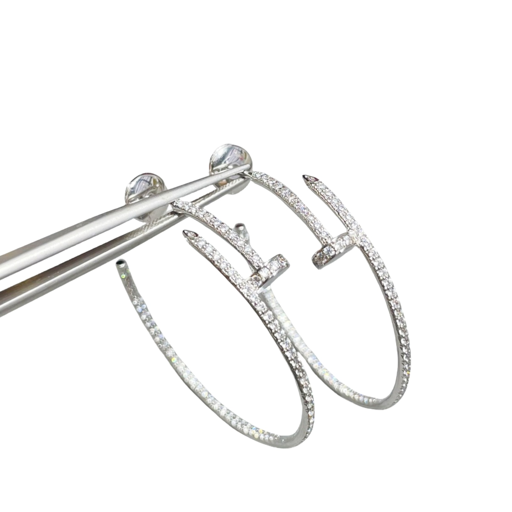 CTEV033 18K Cartier Juste un Clou hoop earrings, large model, paved - ccjewelryacc