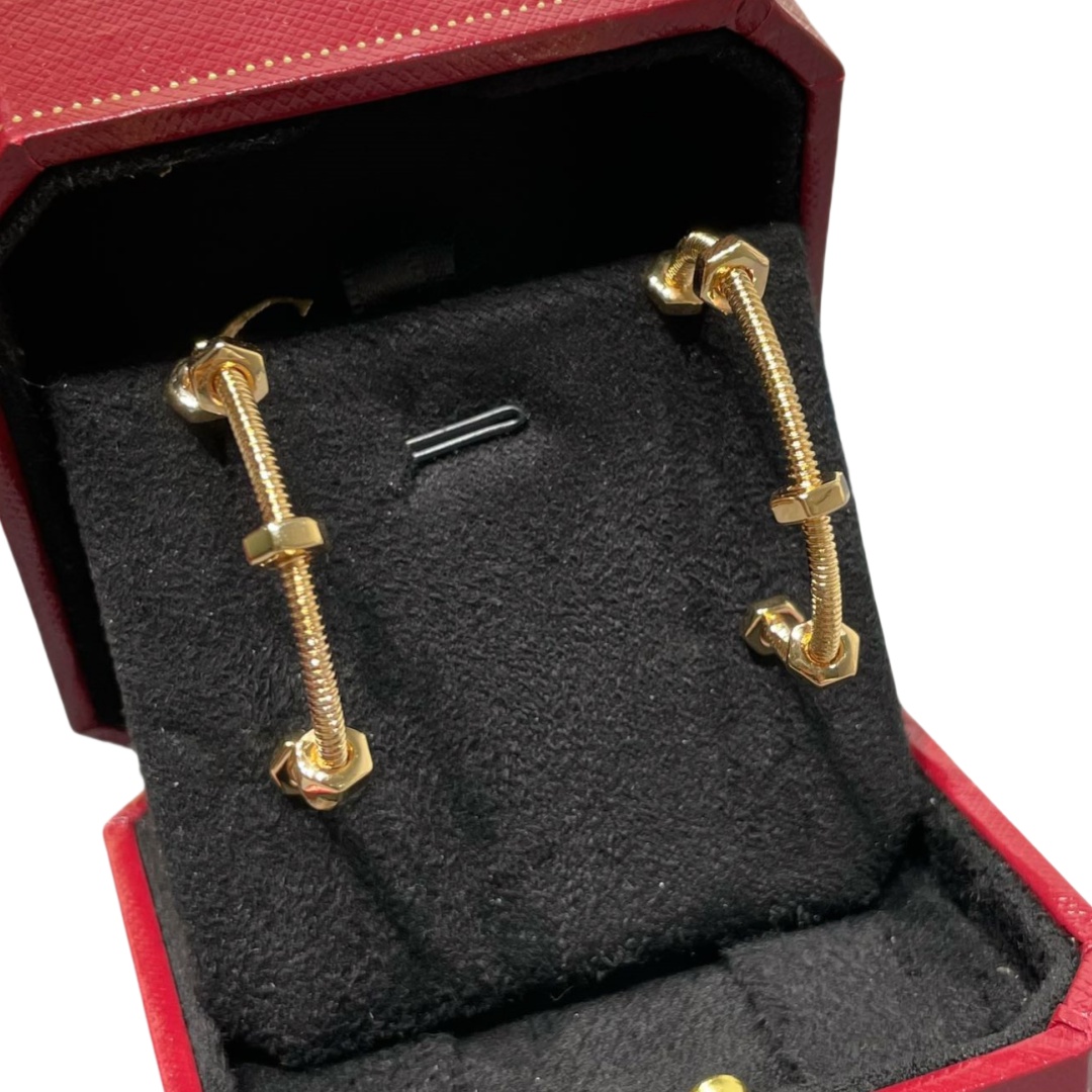 CTEV040 18K ECROU DE CARTIER HOOP EARRINGS - ccjewelryacc