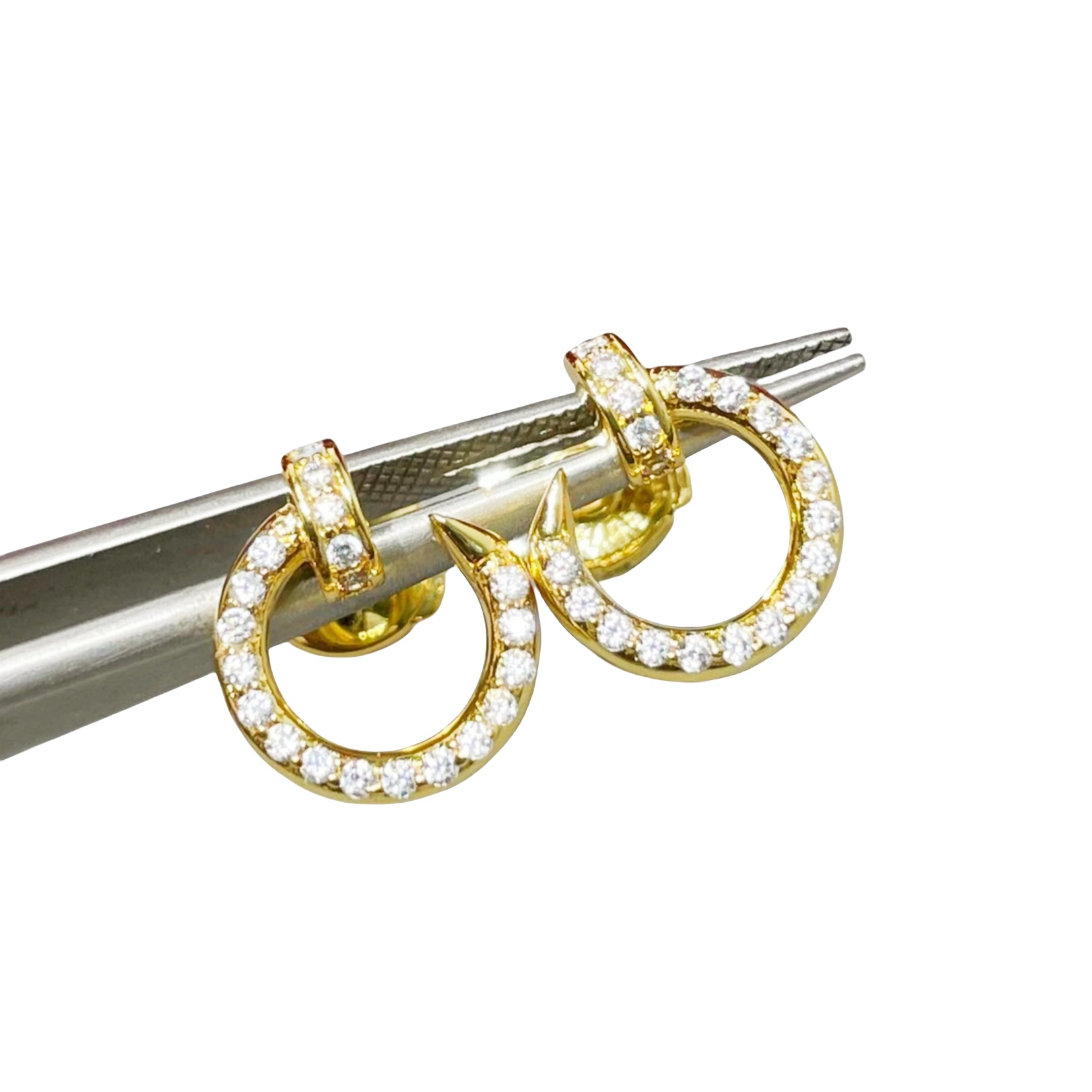 CTEV037 18K Cartier Juste un Clou hoop earrings, small model, paved - ccjewelryacc