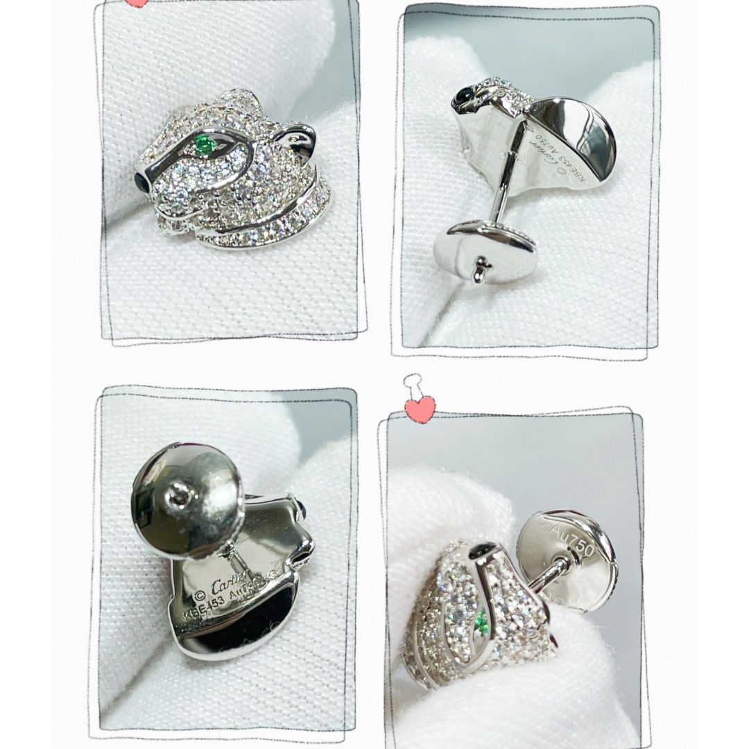 CTEV023 18k Cartier Panthere Heard stud earring - ccjewelryacc