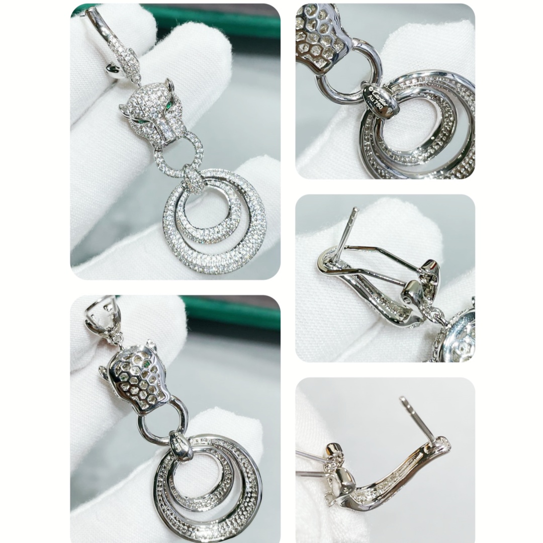 CTEV020 18k PANTHÈRE WHITE GOLD DE CARTIER EARRINGS - ccjewelryacc