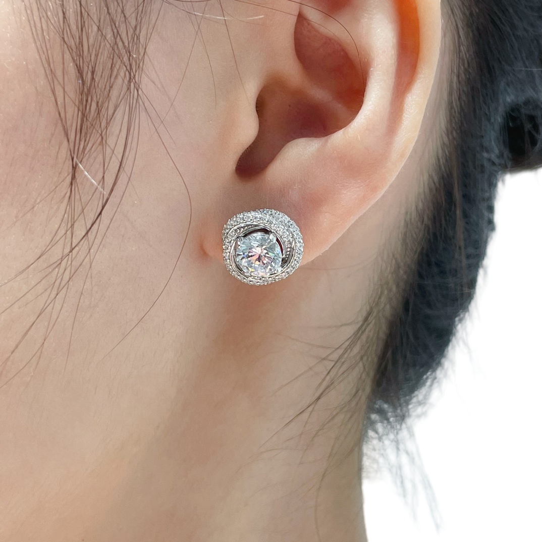 CTEV039 18K Cartier Trinity Ruban earrings White Gold and diamond - ccjewelryacc