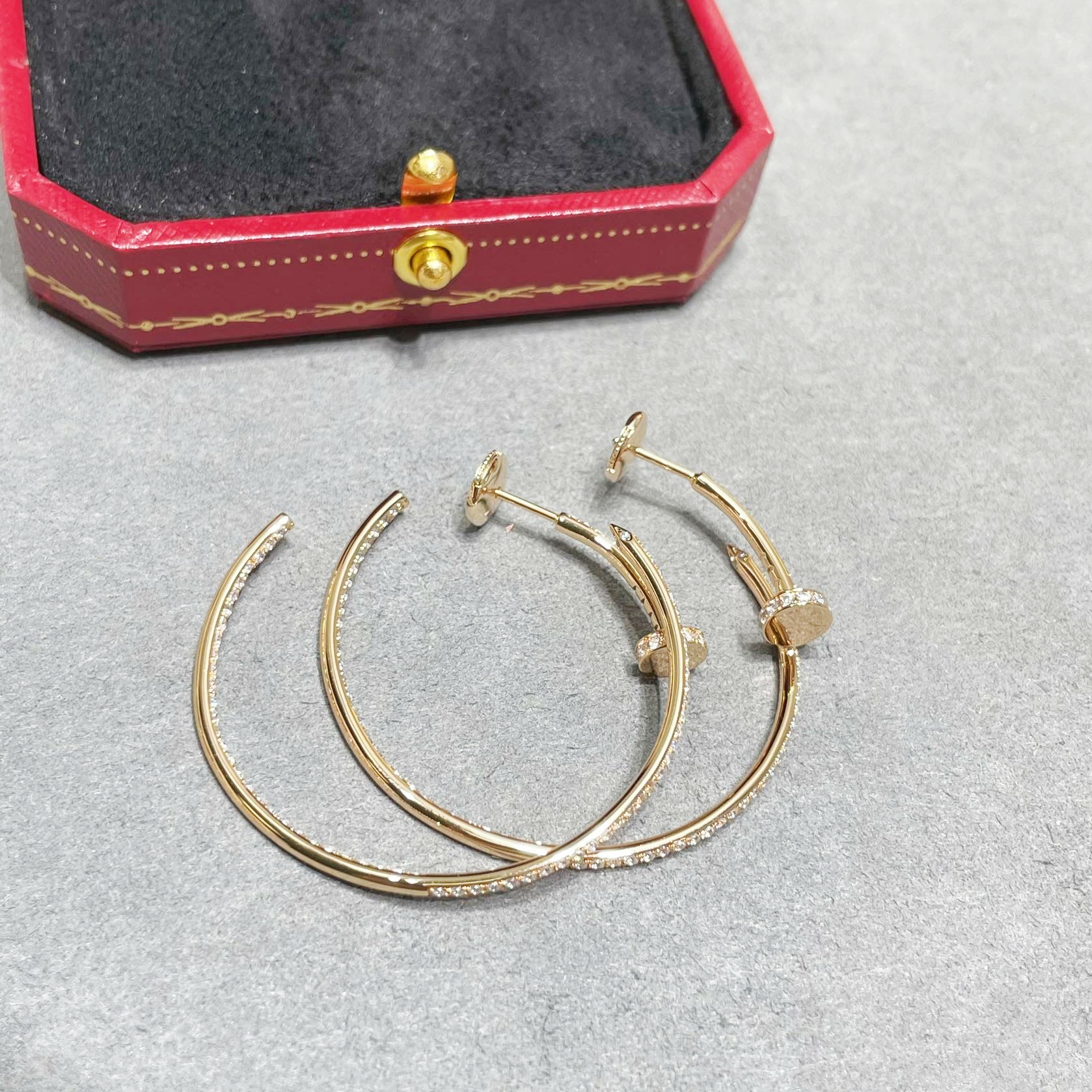 CTEV033 18K Cartier Juste un Clou hoop earrings, large model, paved - ccjewelryacc