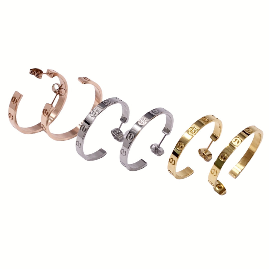 CTE032 Titanium steel Love hoop earrings 4mm - ccjewelryacc