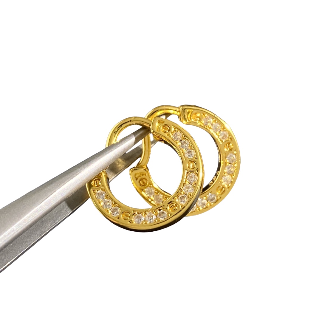 CTE029 Full diamond love hoop earrings paved - ccjewelryacc