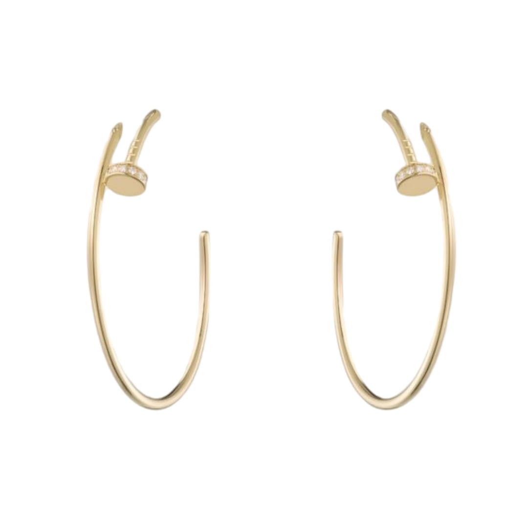 CTEV034 18K Cartier Juste un Clou hoop earrings, large model, diamonds - ccjewelryacc