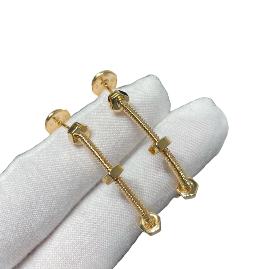 CTEV040 18K ECROU DE CARTIER HOOP EARRINGS - ccjewelryacc